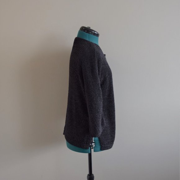 Black Crochet Knit Oversized European Cardigan - Picture 3 of 10